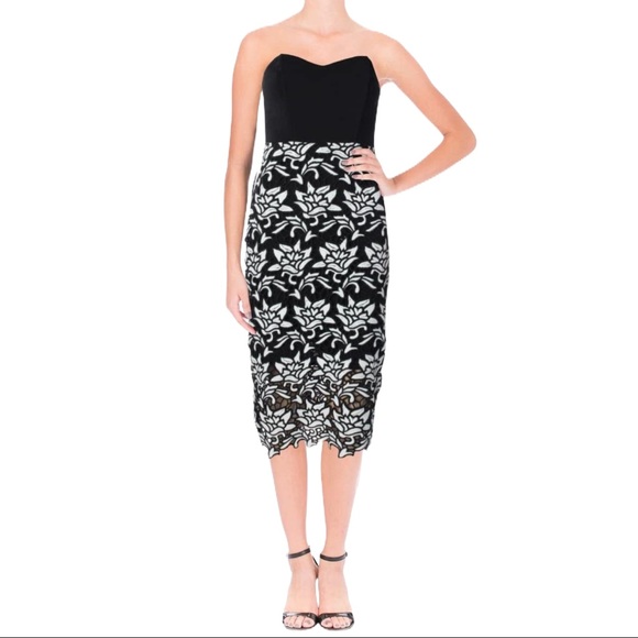 J.O.A. Strapless Floral Lace Midi Dress XS - Picture 3 of 12